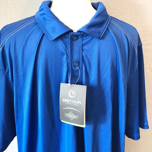 OnTour Royal Blue Button Polo Short Sleeve Men’s Golf Shirt XL - Picture 2 of 8